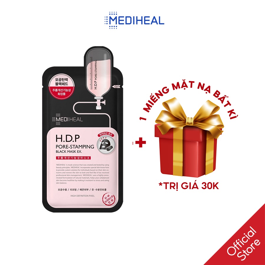 [Nhập mã COSMH22 giảm 8%] Mặt Nạ Than Hoạt Tính Mediheal H.D.P Pore Stamping Black Mask EX 25ml [K9]