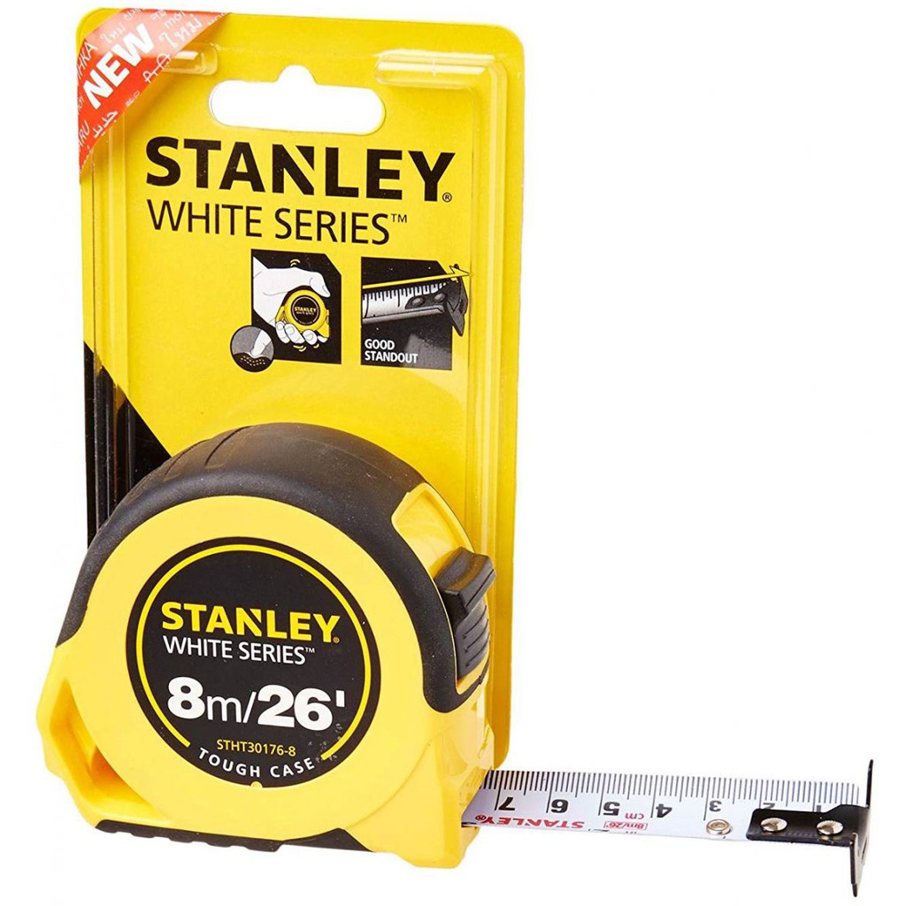 Thước Cuộn Thép Stanley STHT30176-8 8M/26'-25MM, Bọc Nylon, Vành Đai 3 Clip Móc Rivet