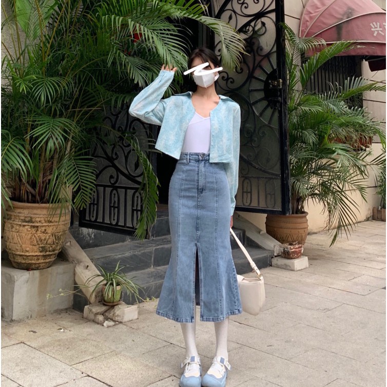 Chân Váy Đuôi Cá Lưng Cao Phong Cách Vintage | BigBuy360 - bigbuy360.vn