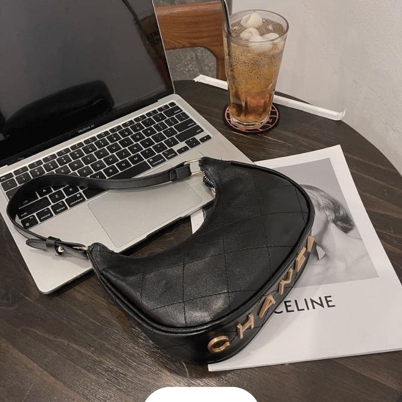 Túi kẹp nách cha.nel dáng bầu mẫu mới nhất size 20cm JUMITO