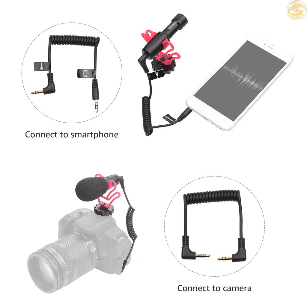 Micro Mini Eltacemic Cam50 Jack 3.5mm Gắn Điện Thoại / Máy Ảnh Dslr