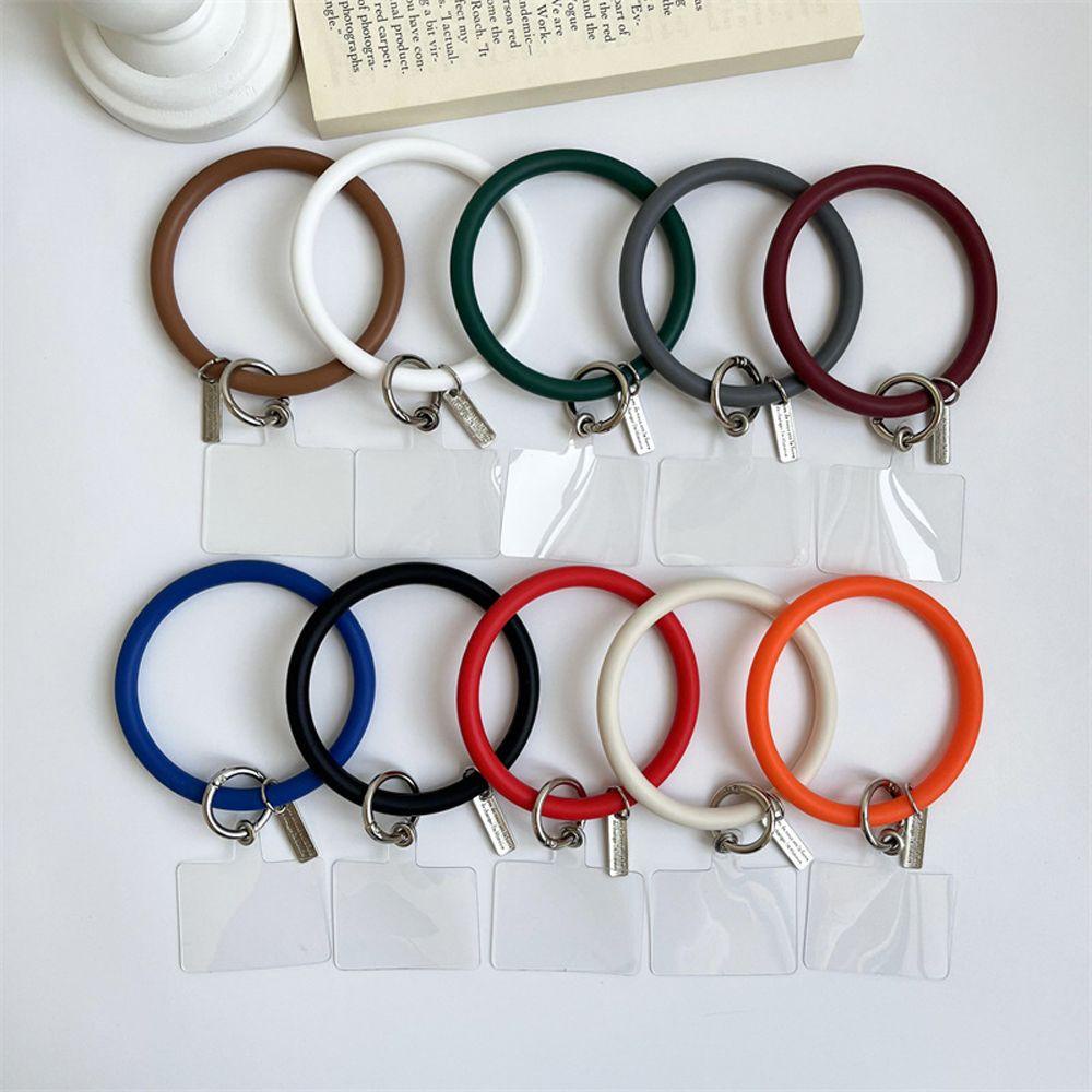 Ốp Điện Thoại Dẻo Màu Trơn Kèm Vòng Đeo Tay &amp; Móc Khóa Chống Rơi Chống Thất Lạc Tiện Dụng