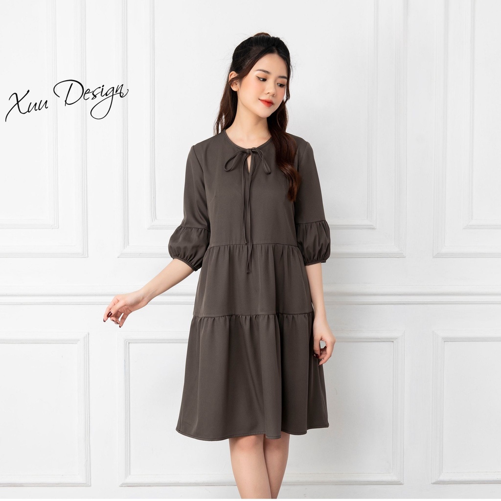 Đầm babydoll XUU tay lỡ, thiết kế phối tầng dáng suông Xuu Design V03 | BigBuy360 - bigbuy360.vn