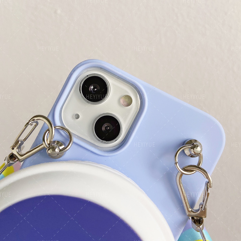 Ốp Điện Thoại Silicon Hình Phi Hành Gia 3D Kèm Dây Đeo Cho iPhone 14 11 12 13 Pro Max 8 7 6 Plus Xr Xs Max Xs X SE 2020 5