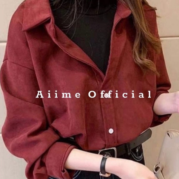 Áo sơ mi nữ nhung tăm kiểu cổ vest Hàn Quốc | BigBuy360 - bigbuy360.vn