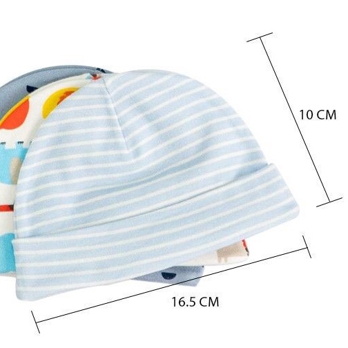 Set 3 mũ cotton dày dặn co giãn cho bé 0 - 6 tháng