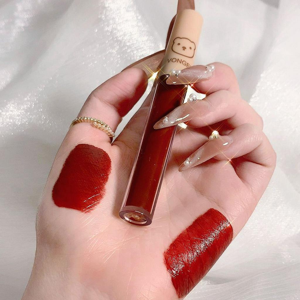 [Hàng mới về] Set 4 son môi VONGEE chống nước không dính không phai màu thiết kế vỏ hình gấu dâu tây dễ thương