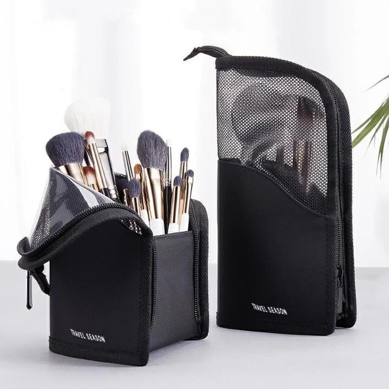 1 Túi Đựng Cọ Trang Điểm Trong Suốt Chống Nước Có Khóa Kéo Tiện Dụng Cho Nữ