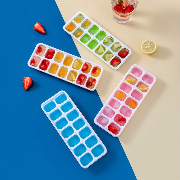 Khay làm đá silicon trữ tủ lạnh tiện ích khay đá mini CÓ NẮP nhiều màu sắc sinh động đồ gia dụng đẹp khuôn làm đá bi