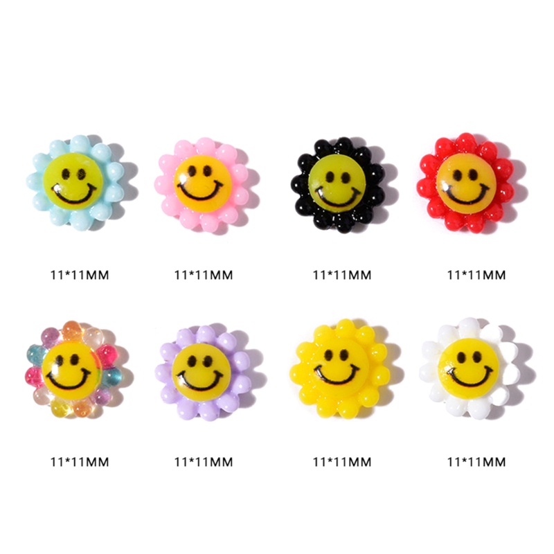 [Hàng mới về] Bộ 8 phụ kiện trang trí móng tay hình hoa hướng dương mỉm cười 3D cho nữ DIY