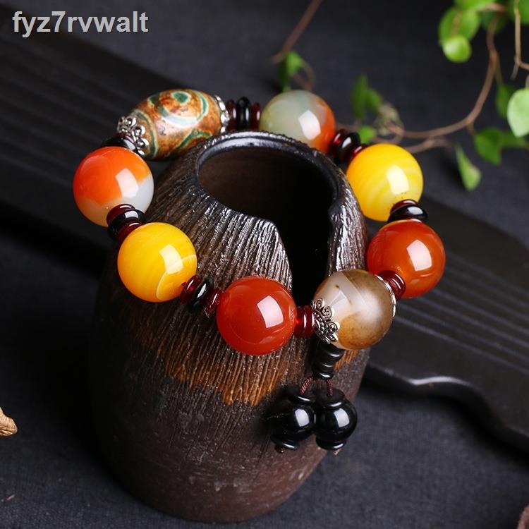Vòng tay tự nhiên nhiều kho báu mô hình rồng mã não dzi chuỗi hạt nam và nữ tourmaline phương đỏ c