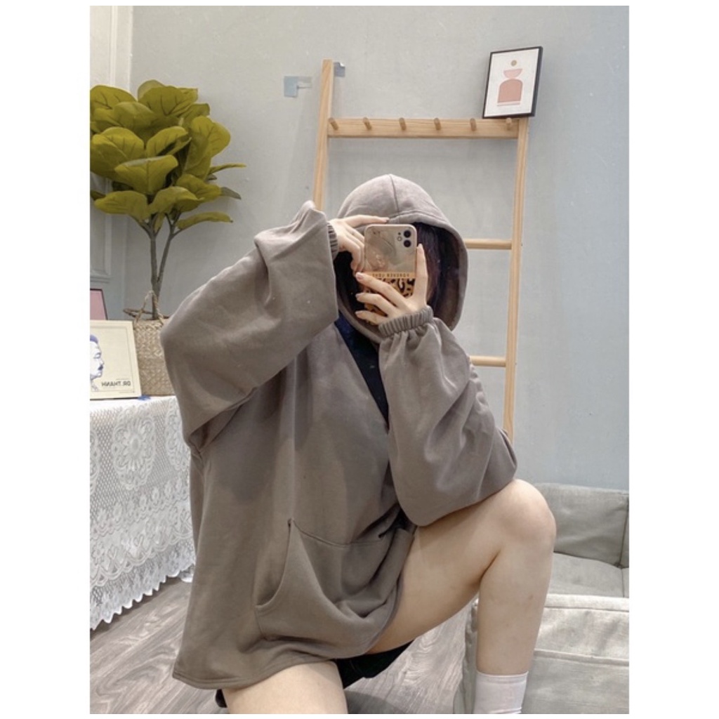 Áo Hoodie Trơn Pastel Nữ - Áo nỉ mùa đông dáng suông form rộng tay bồng , thiết kế đơn giản HOT