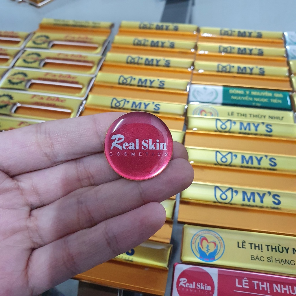 Huy hiệu cài áo, in logo -  kim loại 25mm