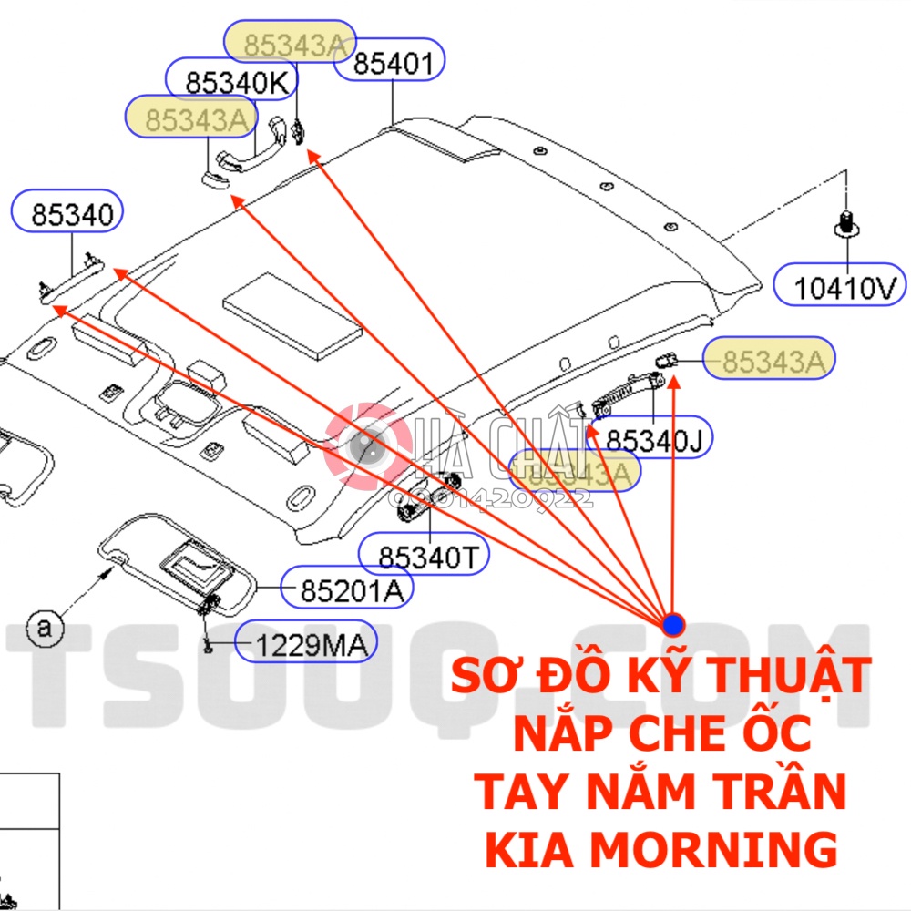 Nắp che ốc tay nắm trần Kia Morning (2008-2010) 🚘 Nhập khẩu KIA MOTORS Hàn Quốc, Bảo hành 100% là hàng chính hãng