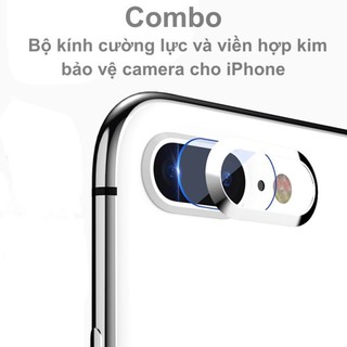 Combo kính cường lực và vòng bảo vệ camera iphone 7 plus, 8 plus