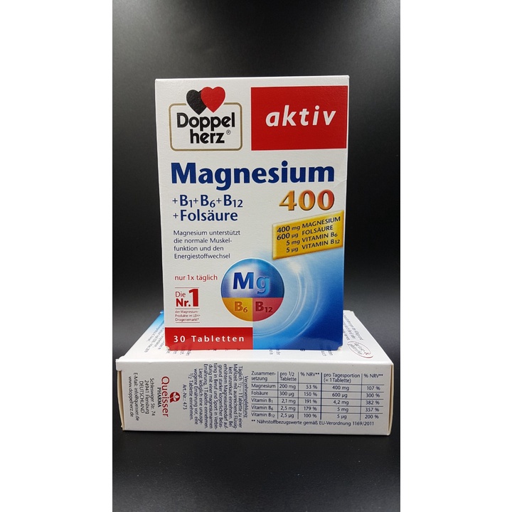 Hàng Đức Magnesium 400 B1 B6 B12 hộp 30 viên