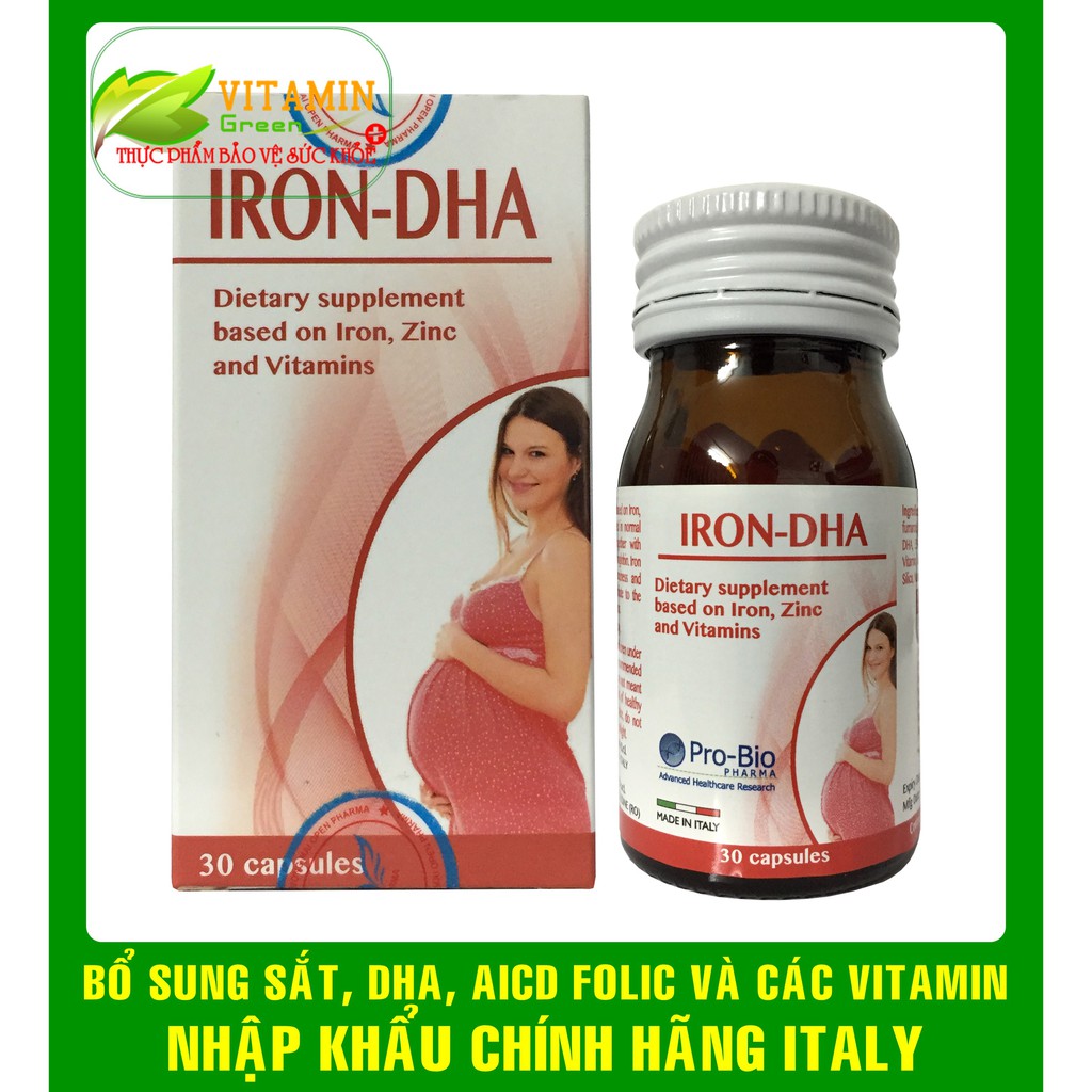 IRON DHA BỔ SUNG SẮT, DHA, ACID FOLIC CHO PHỤ NỮ TRƯỚC TRONG VÀ SAU SINH | NHẬP KHẨU CHÍNH HÃNG ITALY