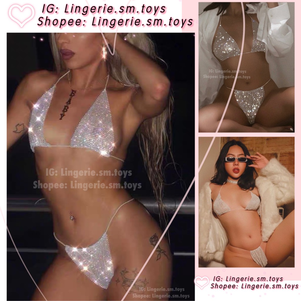 Bikini Lấp Lánh Chanh Sả - Đính Đá Bắt Sáng Nổi Bật - Pool Party Set (video+ảnh thật)