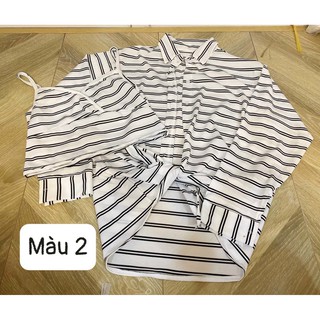 SET SƠ MI KẺ SỌC + ÁO 2 DÂY