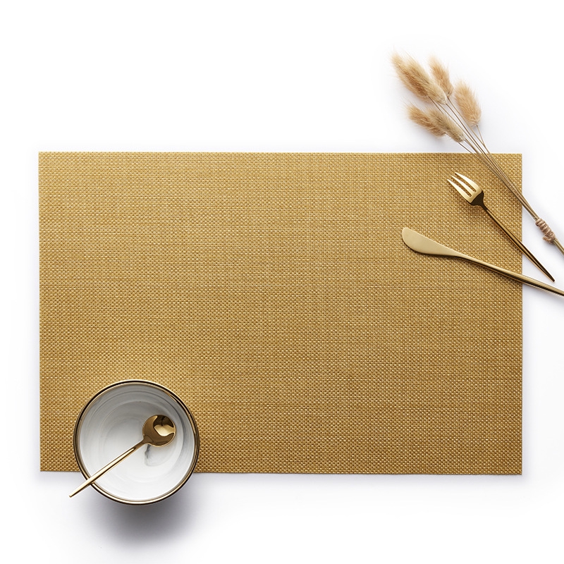 Rectangular woven placemat Western Europe PVC placemat Teslin faux linen thick insulation pad