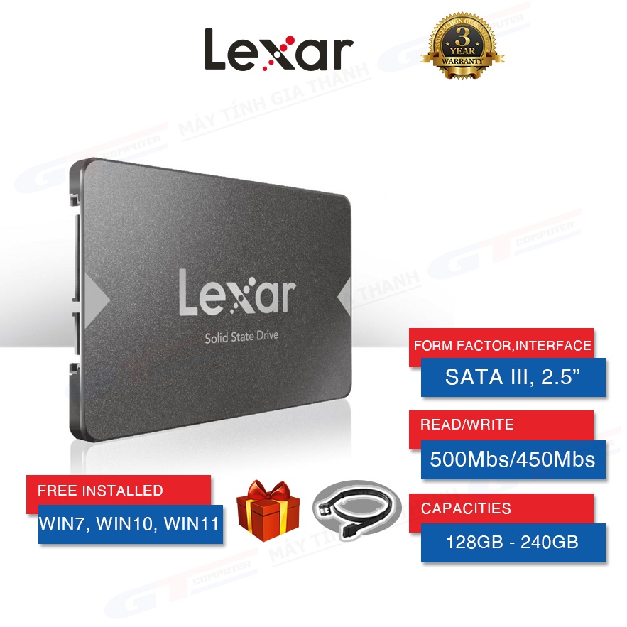 Ổ cứng SSD Lexar NS100 128GB | LNQ100 240GB 2.5” SATA III (6Gb/s) - Chính Hãng Viết Sơn/Mai Hoàng BH 3 Năm