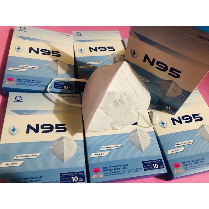 khẩu trang N95 KN95 ko van Cửu Long (10c/hộp) | BigBuy360 - bigbuy360.vn