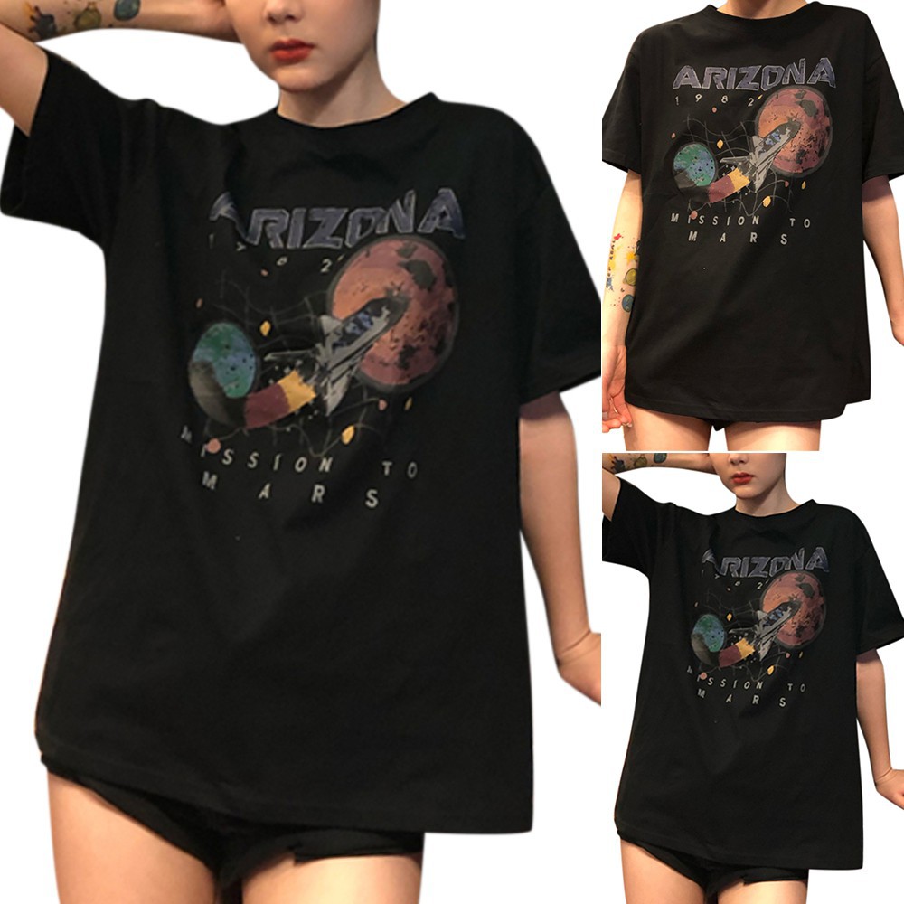 Áo Thun Nữ Cổ Tròn Ngắn Tay In Hình Hoạt Hình