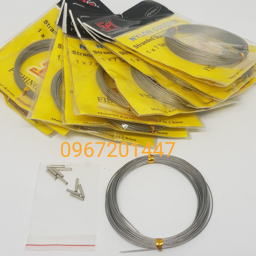 Dây cáp câu cá Fishing Sport, cáp câu cá biển , cáp câu cá chẽm cá chim dài 10m kèm 10 ống bấm cáp