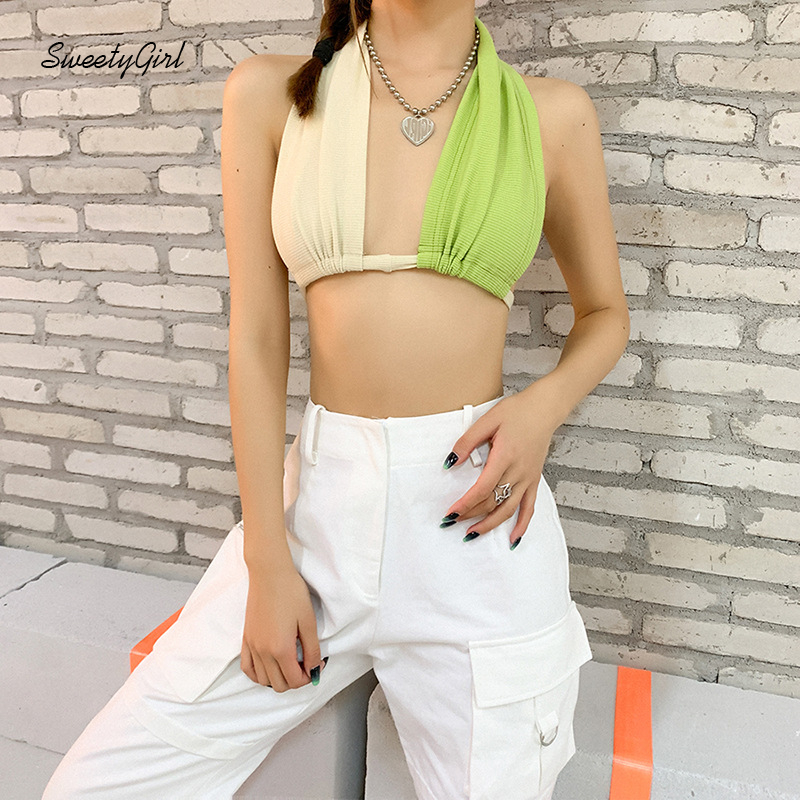 Áo Thun Nữ Ngắn Tay Hở Lưng Phối Màu Thời Trang