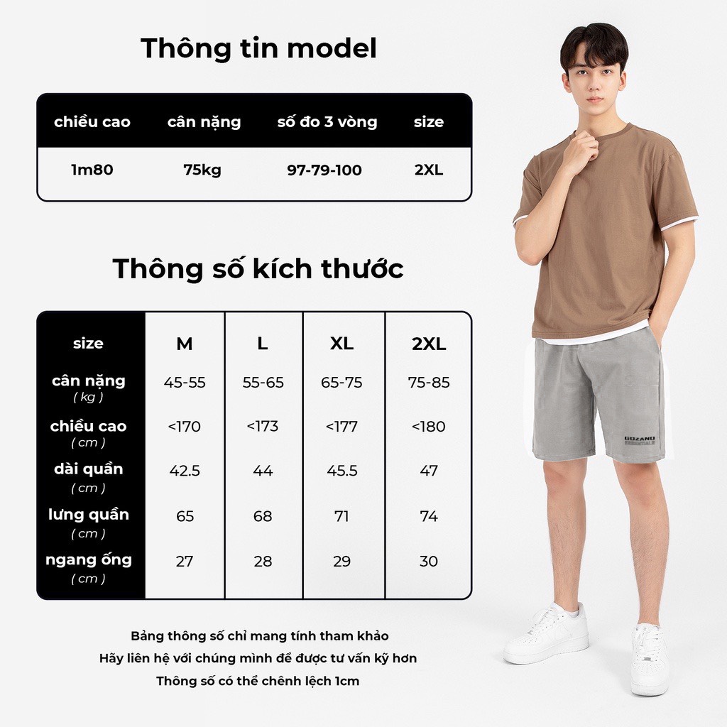 Quần nỉ nam GOZANO ESSENTIALS Short nỉ Unisex trơn thời trang cao cấp