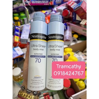 Xịt chống nắng toàn thân Neutrogena Ultra Sheer Body Mist SPF70 - 141g
