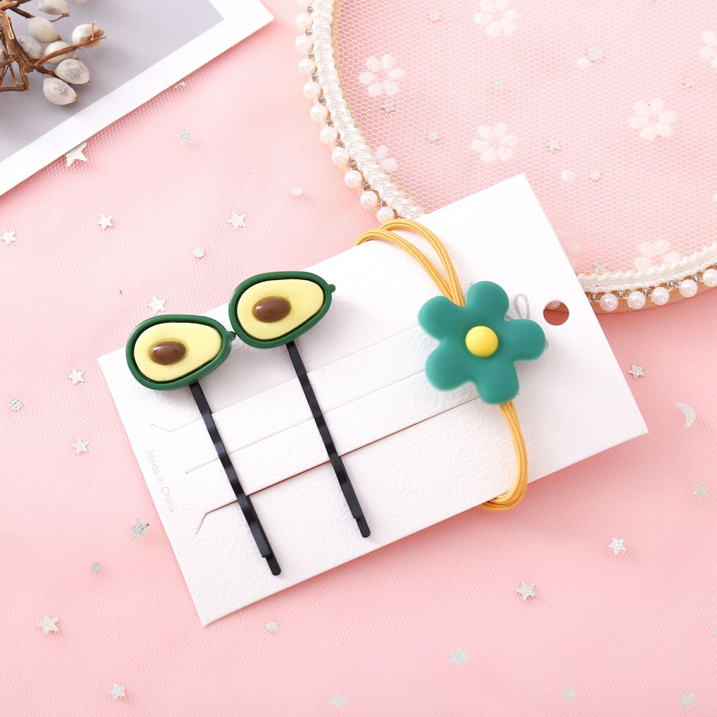 Set 3 kẹp tóc hình quả bơ dễ thương