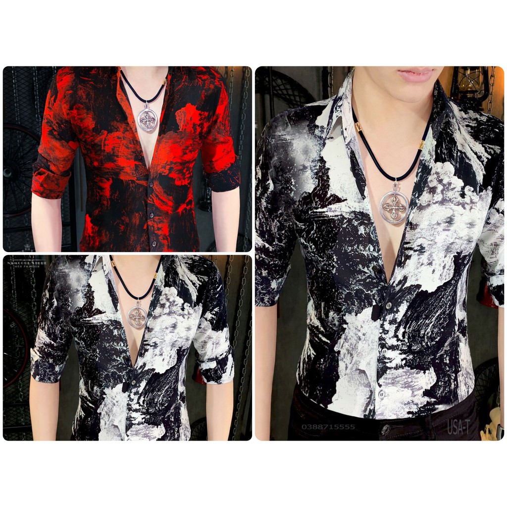 LQ Fashion - Áo sơ mi Nam dày tay in hoạ tiết 3D loang màu đầy ấn tượng - Hot trend | BigBuy360 - bigbuy360.vn