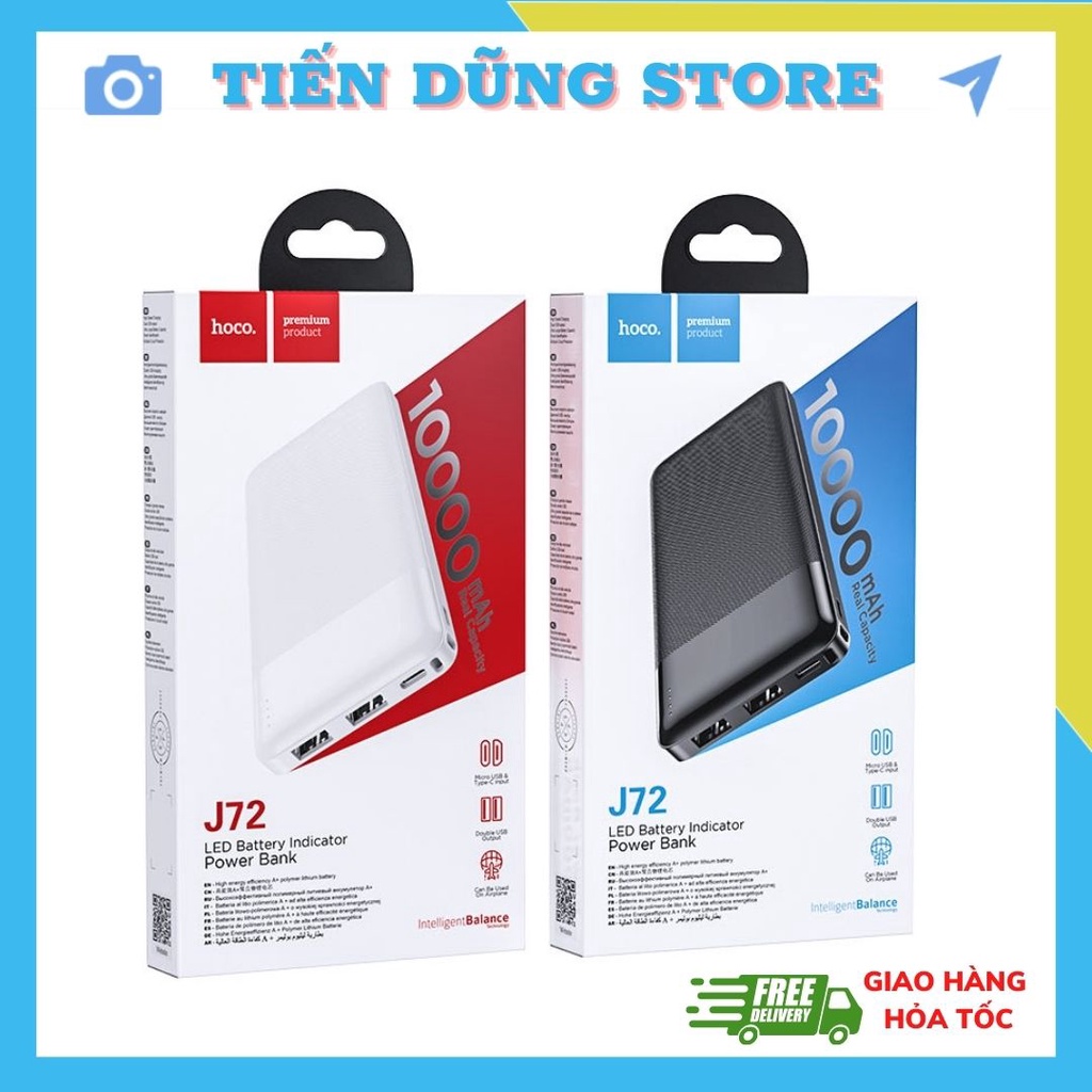 Sạc Dự Phòng Hoco J72 10000mAh - Hàng Chính Hãng -Bảo Hành 1 Năm