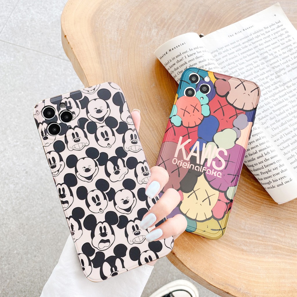 Ốp lưng iphone Mickey &amp; Kaws IMD dày dặn viền nổi 6/6plus/6s/6splus/7/7plus/8/8plus/x/xs/11/12/pro/max/plus/promax