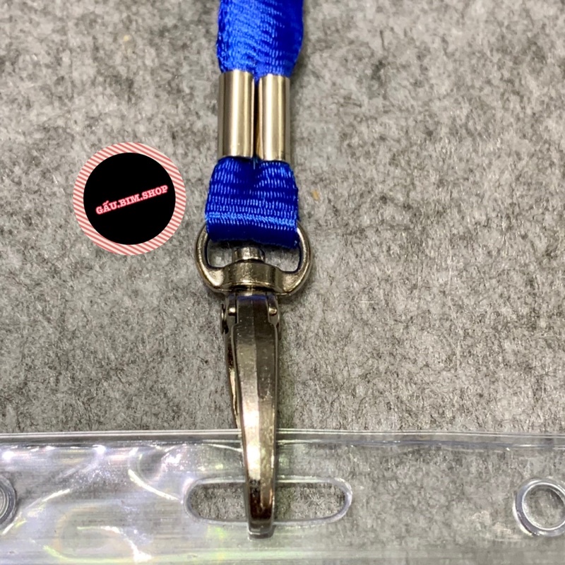 [Gía Sỉ] Bộ dây đeo thẻ tên - dây lụa móc sắt (xoay) 1cm kèm bảng tên nhựa dẻo cao cấp