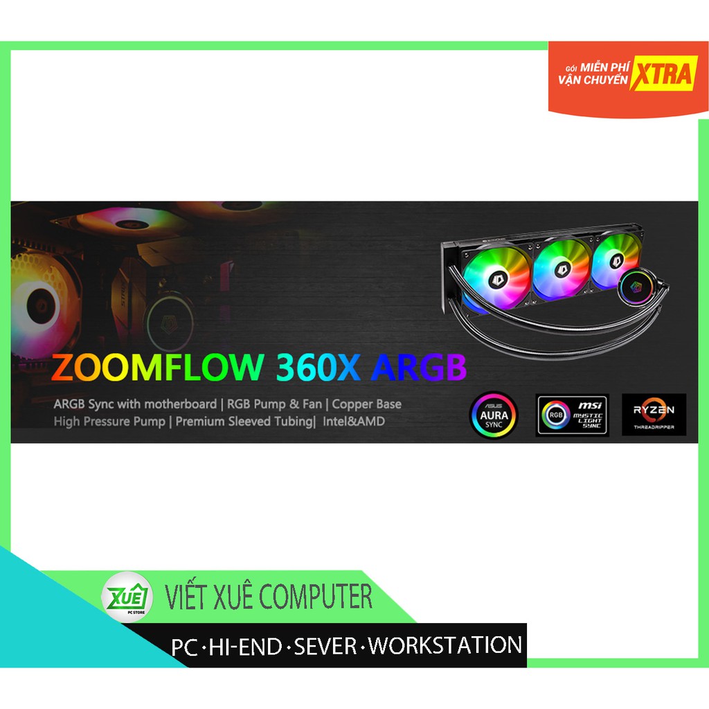 Giá ưu đãi 🖤 Tản nhiệt Nước AIO 🖤 Tản nhiệt nước AIO CPU ID-Cooling ZOOMFLOW 360X ARGB SNOW EDITION - Chính hãng BH 24T