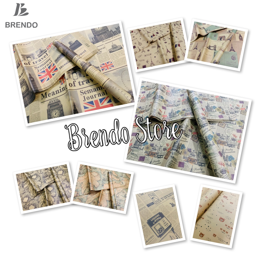 Sỉ Giấy gói quà kraft cực vintage - xấp 40 tờ - Brendo Store