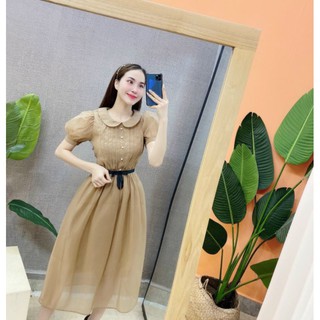 Váy tơ cổ sen