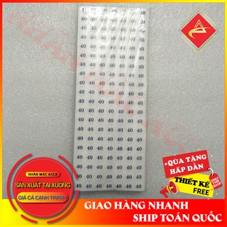 TEM DÁN SIZE SỐ QUẦN ÁO , GIẦY DÉP, DECAN DÁN