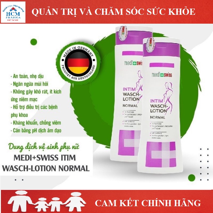 Dung dịch vệ sinh phụ nữ Medi Swiss loại dùng hằng ngày và dùng trong thai kỳ chai 300ml nhập khẩu Đức DVN13