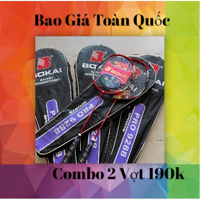 Vợt Cầu Lông Giá Rẻ,Combo 2 Vợt Cầu Lông BoKai Chính Hãng Siêu Bền Nhẹ Căng 10KG