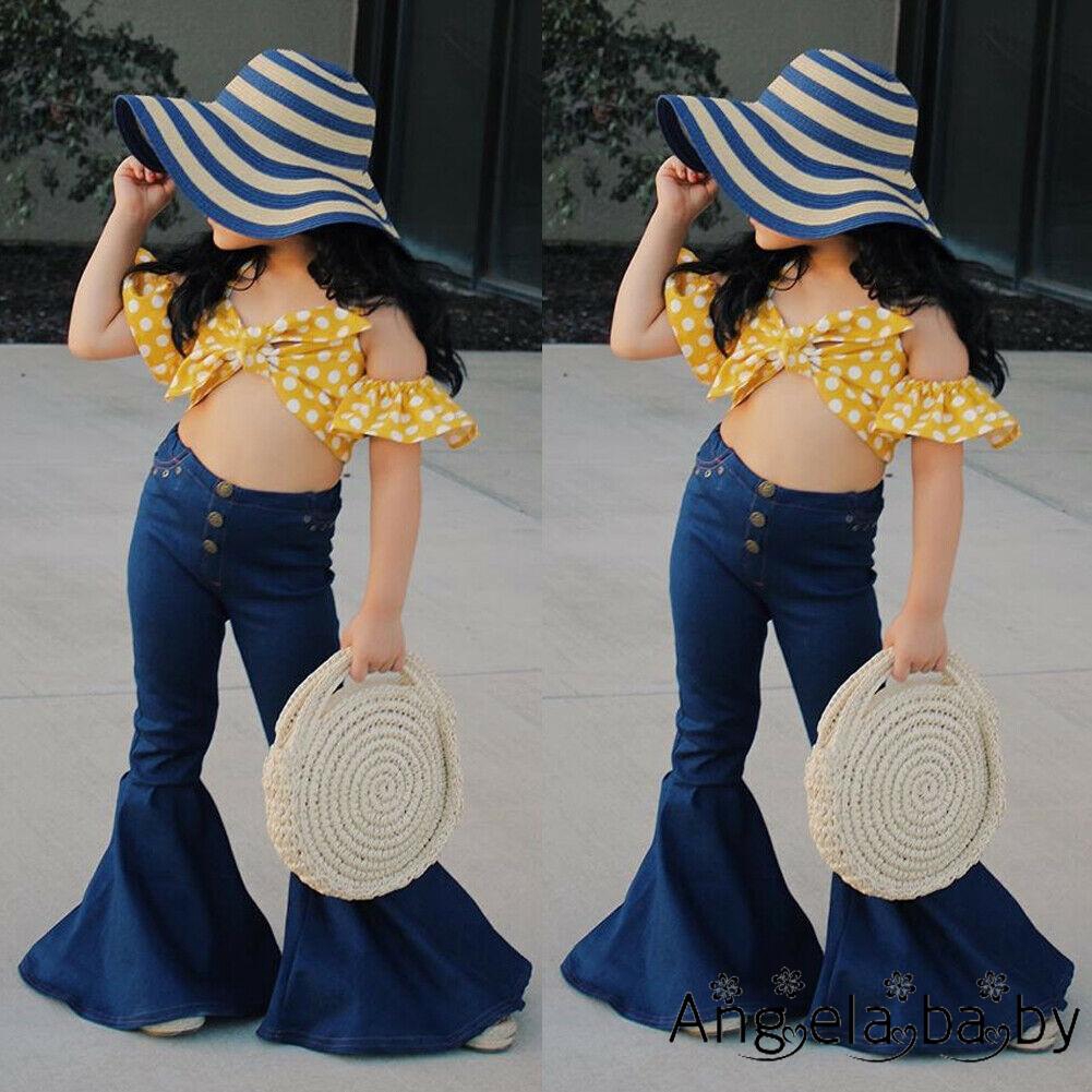 Set Áo 2 Dây+Quần Short Denim Cho Bé Gái