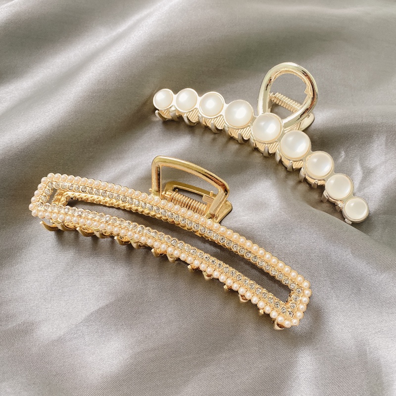 Kẹp tóc kim loại đính ngọc trai nhân tạo thời trang dành cho nữ