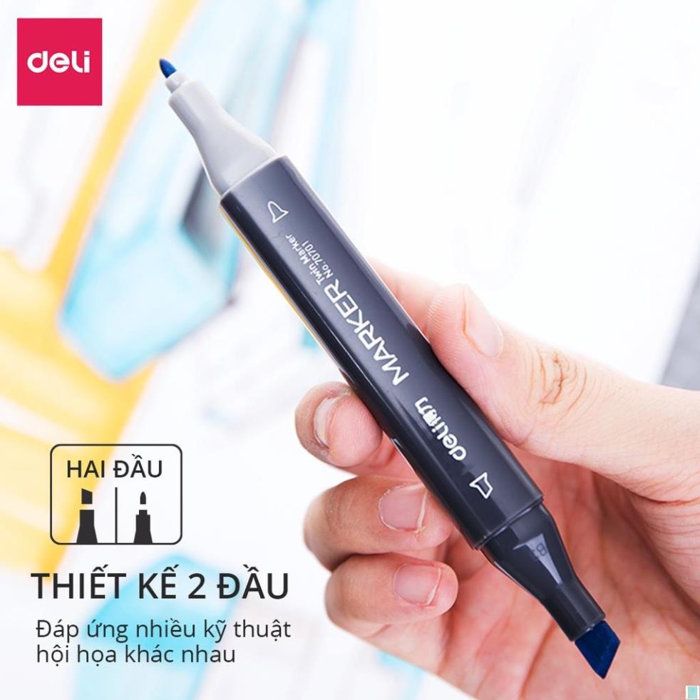 Bút màu marker hai đầu cao cấp Deli - 70701 .