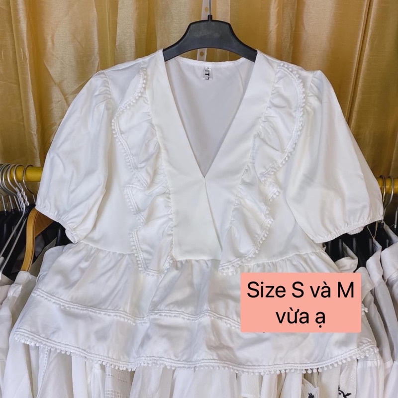 ÁO BABAYDOLL TAY BỒNG PHỐI BÈO CỰC XINH 2hand