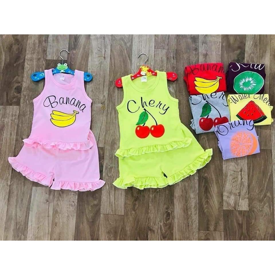 HOTTREND-BỘ BA LỖ BÈO NHÚN IN HÌNH TRÁI CÂY SIÊU DỄ THƯƠNG CHẤT COTTON MỀM MÁT CHO BÉ 6-17KG