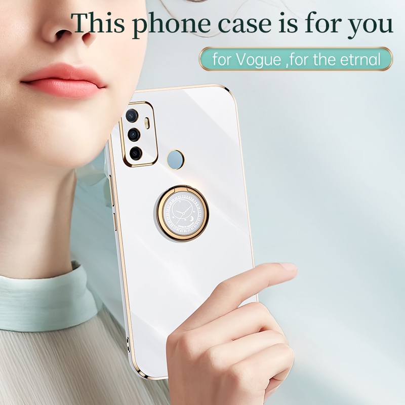 Ốp điện thoại viền thẳng sang trọng có giá đỡ dành cho OPPO A53 2020 A33 2020 A32 2020