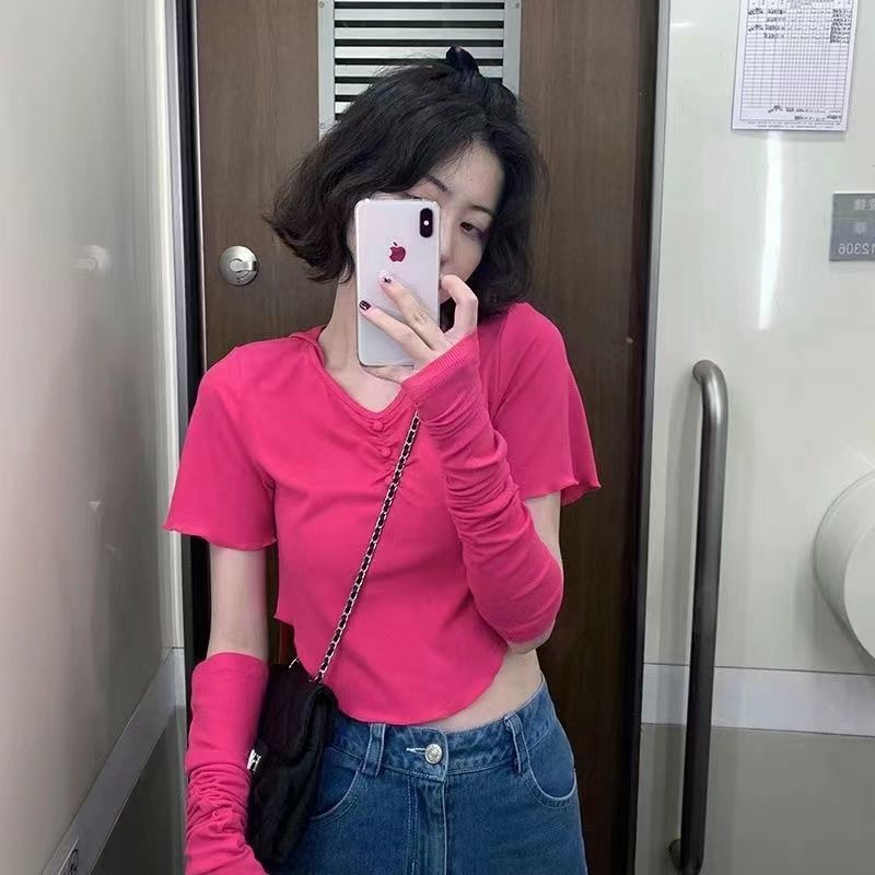 COZOK Áo Thun Tay Ngắn Cột Dây Thời Trang Hàn Quốc Dễ Phối Đồ