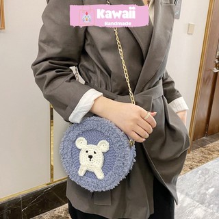 Túi tự đan, Túi handmade tự làm len Gấu tròn đầy đủ phụ kiện có video hướng dẫn Kawaii_Handmade